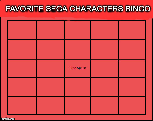 favorite sega characters bingo Blank Meme Template