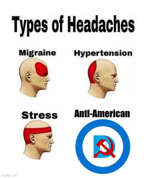 One of the biggest and most damaging headaches… | Anti-American | image tagged in types of headaches meme,political meme,democrats,anti american | made w/ Imgflip meme maker