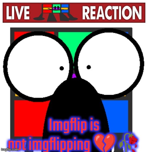 Live Ruubixe reaction | Imgflip is not imgflipping 💔🥀 | image tagged in live ruubixe reaction | made w/ Imgflip meme maker