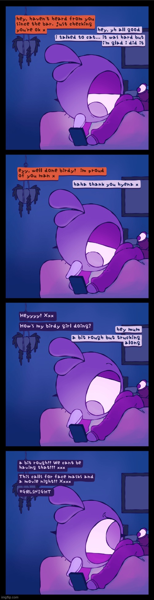 image tagged in bird,hyena,phone,texts,texting,mom | made w/ Imgflip meme maker
