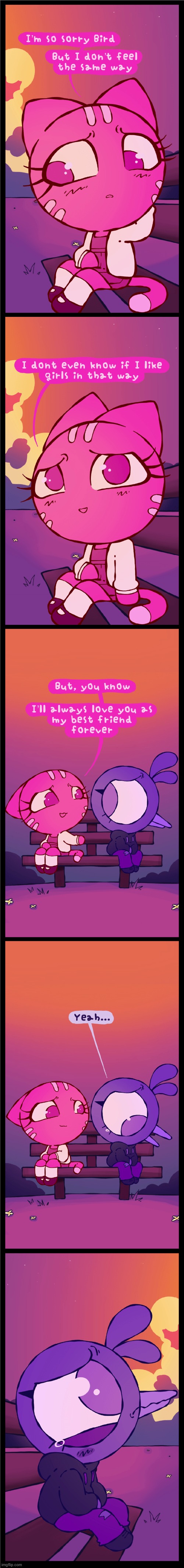 image tagged in cat,bird,lesbian,talk,friend,sadness | made w/ Imgflip meme maker