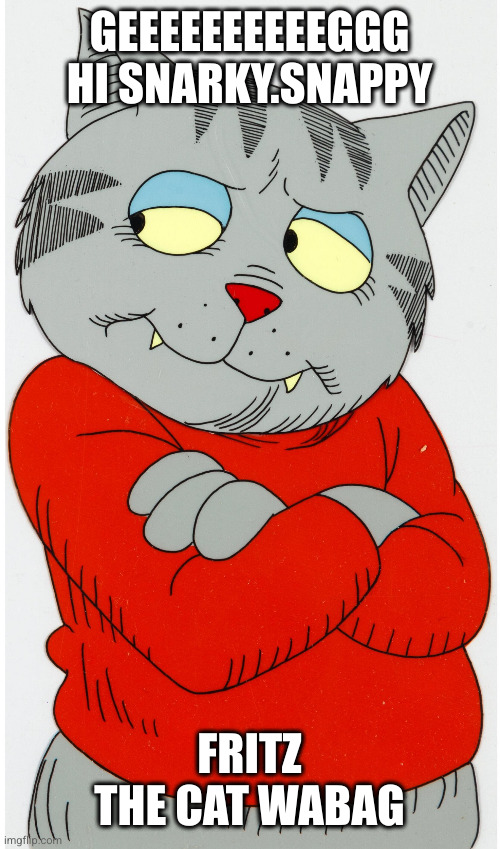 hi niggers | GEEEEEEEEEEGGG HI SNARKY.SNAPPY; FRITZ THE CAT WABAG | image tagged in fritz the cat | made w/ Imgflip meme maker