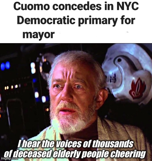 He followed the science | I hear the voices of thousands of deceased elderly people cheering | image tagged in obi wan millions of voices,politics lol,memes | made w/ Imgflip meme maker
