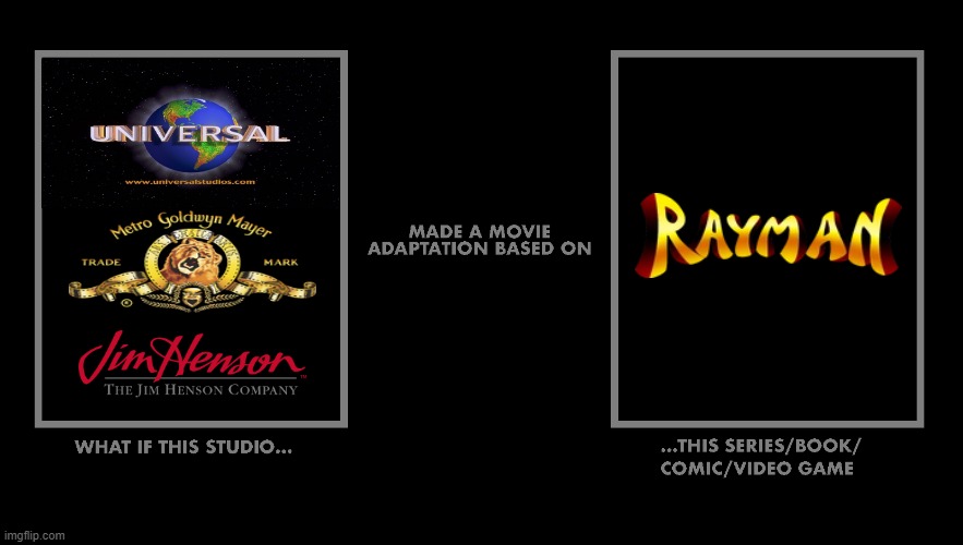 What if Universal Pictures, MGM, and The Jim Henson Company made a (CGI animated) movie adaptation based on Rayman? | image tagged in rayman,movie adaptation,universal pictures,the jim henson company,mgm,metro-goldwyn-mayer | made w/ Imgflip meme maker