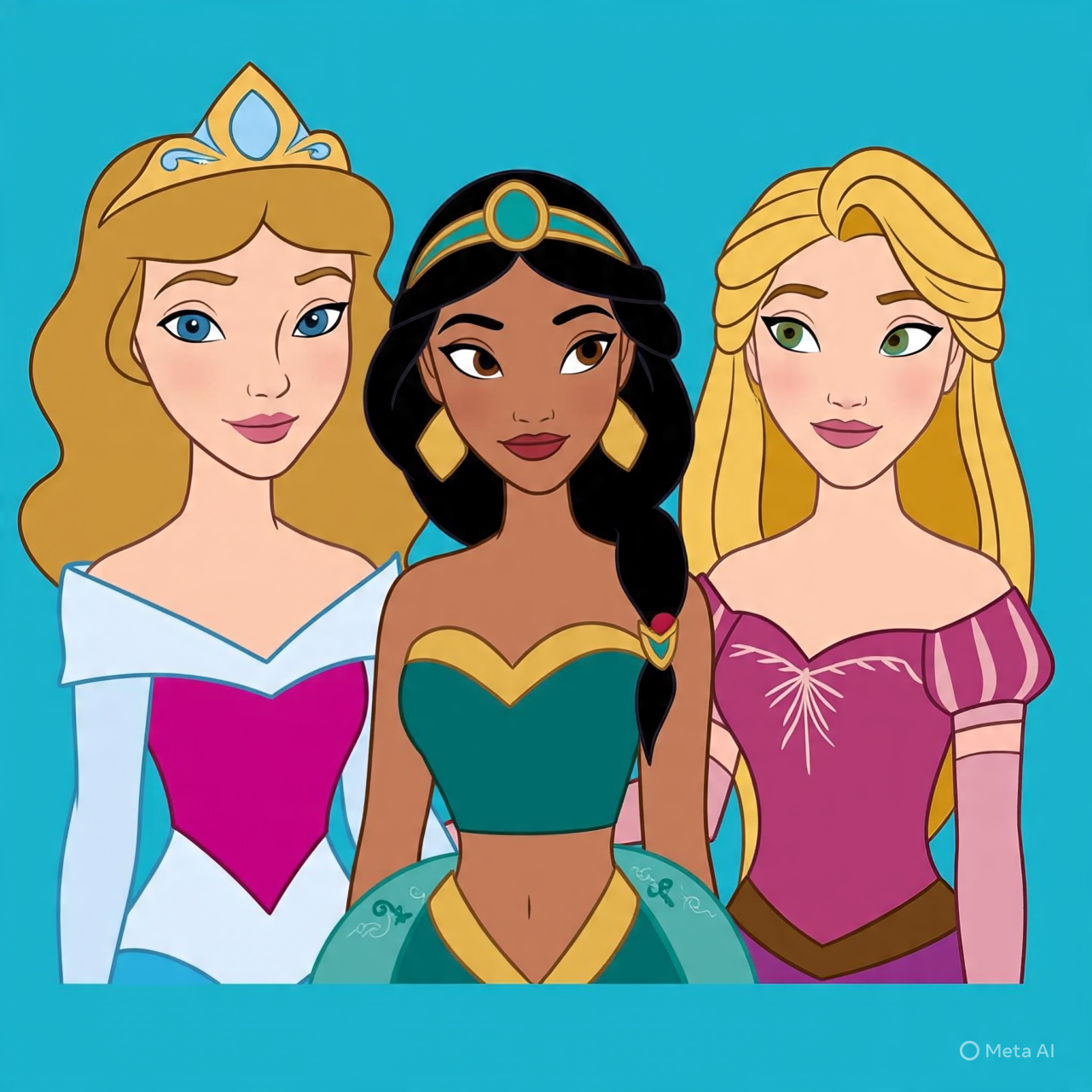 Three Pretty Princesses Blank Meme Template