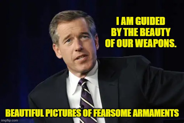 I AM GUIDED BY THE BEAUTY OF OUR WEAPONS. BEAUTIFUL PICTURES OF FEARSOME ARMAMENTS | made w/ Imgflip meme maker