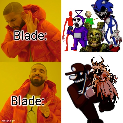 This is weird all Copyright Characters were removed, Then why keep MX and Forest King (I would be sad if they were removed tbh) | Blade:; Blade: | image tagged in memes,drake hotline bling | made w/ Imgflip meme maker