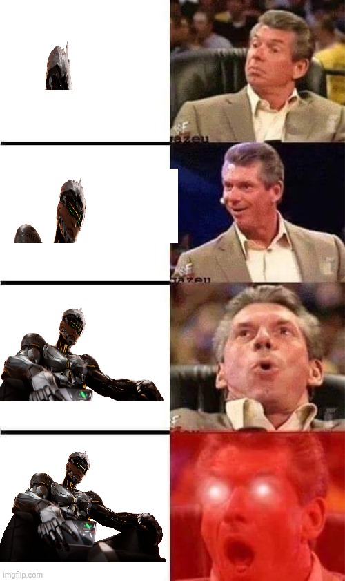 Vince McMahon Reaction w/Glowing Eyes | image tagged in vince mcmahon reaction w/glowing eyes | made w/ Imgflip meme maker