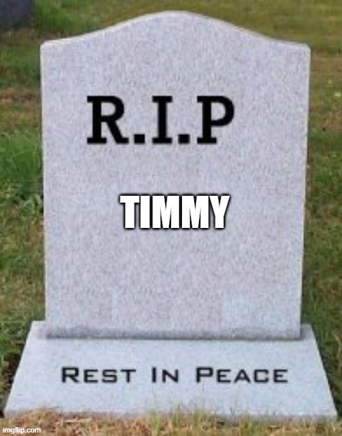 RIP tomb template | TIMMY | image tagged in rip tomb template | made w/ Imgflip meme maker