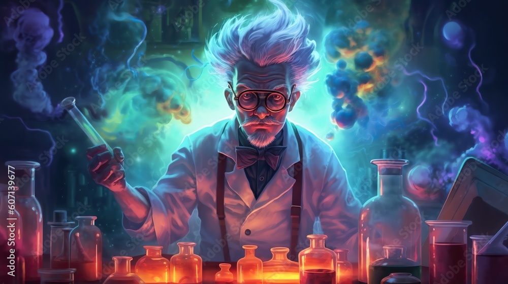 Mad scientist preparing stuff Blank Meme Template