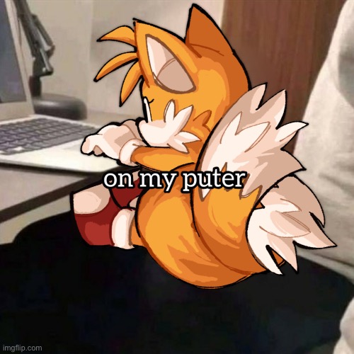 I think he’s on his puter | image tagged in tails the fox,you have been eternally cursed for reading the tags | made w/ Imgflip meme maker