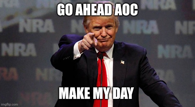 Make My Day | GO AHEAD AOC; MAKE MY DAY | image tagged in trump smiling,funny meme | made w/ Imgflip meme maker