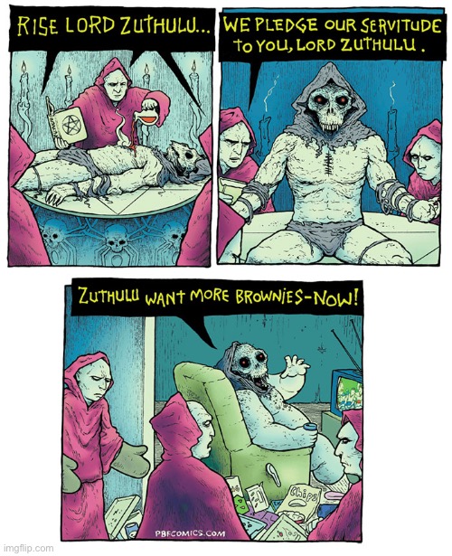Methinks Zuthulu’s been served a little too well… | image tagged in comics,pbf comics,bored panda | made w/ Imgflip meme maker