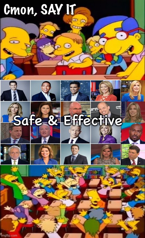 They All Played a Roll  —  Do YOU Still Trust What They Say?! | Cmon, SAY IT; Safe & Effective | image tagged in say the line bart simpsons,they sell you lies,you gobble it up like potato chips,they tell u to get vaxxed,u do,pathetic | made w/ Imgflip meme maker