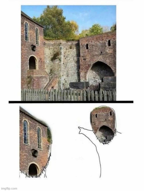 YOOOOOOOOO | image tagged in soyjak pointing,building,funny | made w/ Imgflip meme maker
