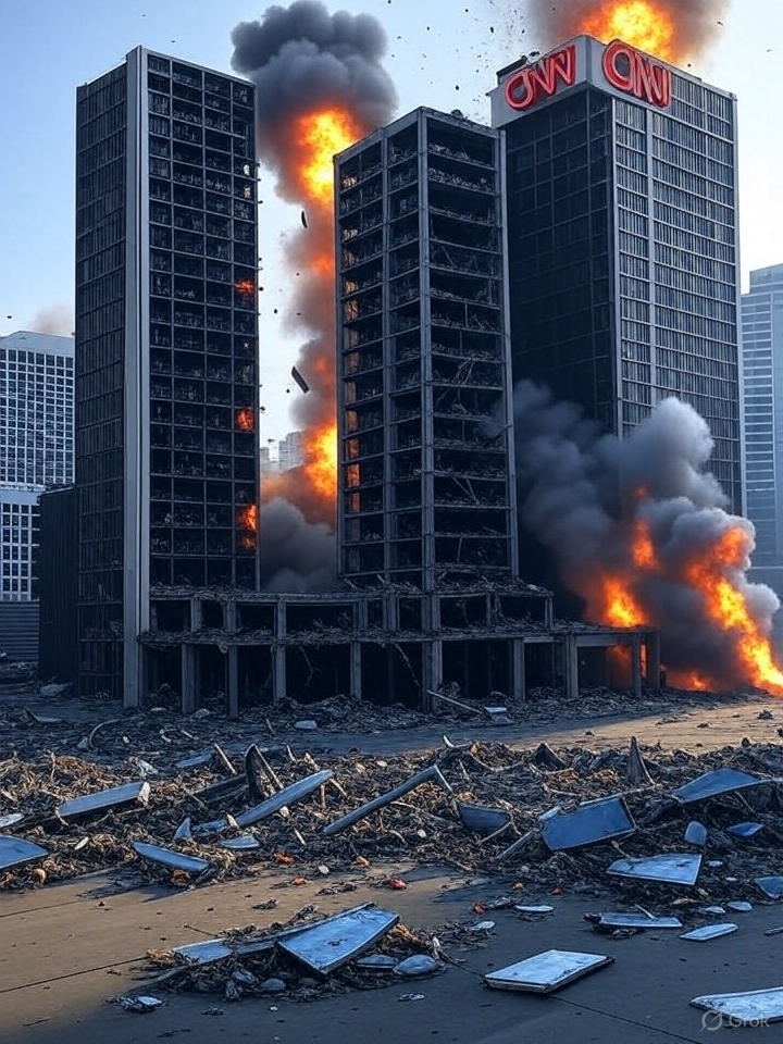 CNN on fire Blank Meme Template