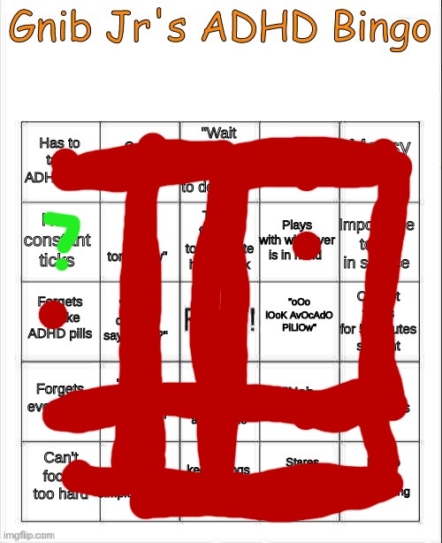 Gnib Jrs ADHD Bing | image tagged in gnib jrs adhd bing | made w/ Imgflip meme maker