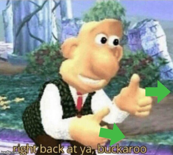 right back at ya buckaroo | image tagged in right back at ya buckaroo | made w/ Imgflip meme maker