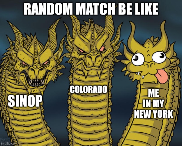 wows matches be like (World of Warships) | RANDOM MATCH BE LIKE; COLORADO; ME IN MY NEW YORK; SINOP | image tagged in ships,relatable memes,relatable,stupid | made w/ Imgflip meme maker