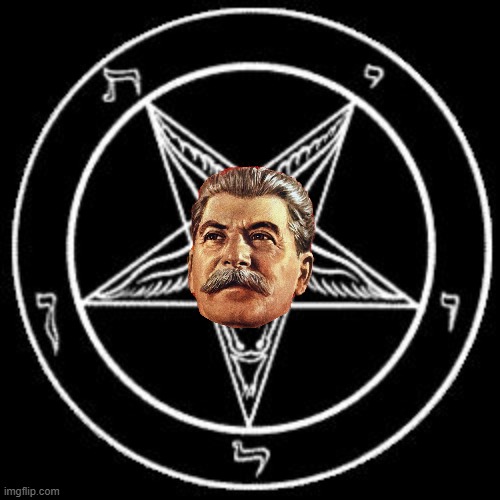 Cult of Stalin logo | image tagged in inverted pentagram,stalin,communism,pentagram | made w/ Imgflip meme maker