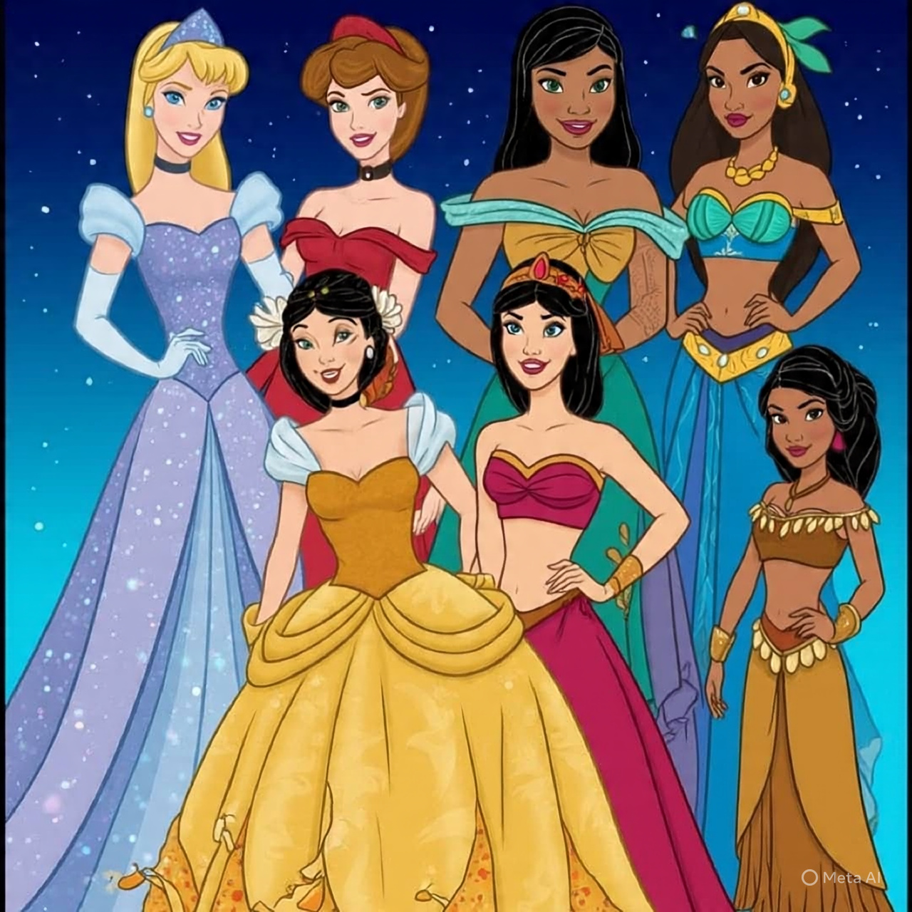 7 Super Hot Princesses Blank Meme Template