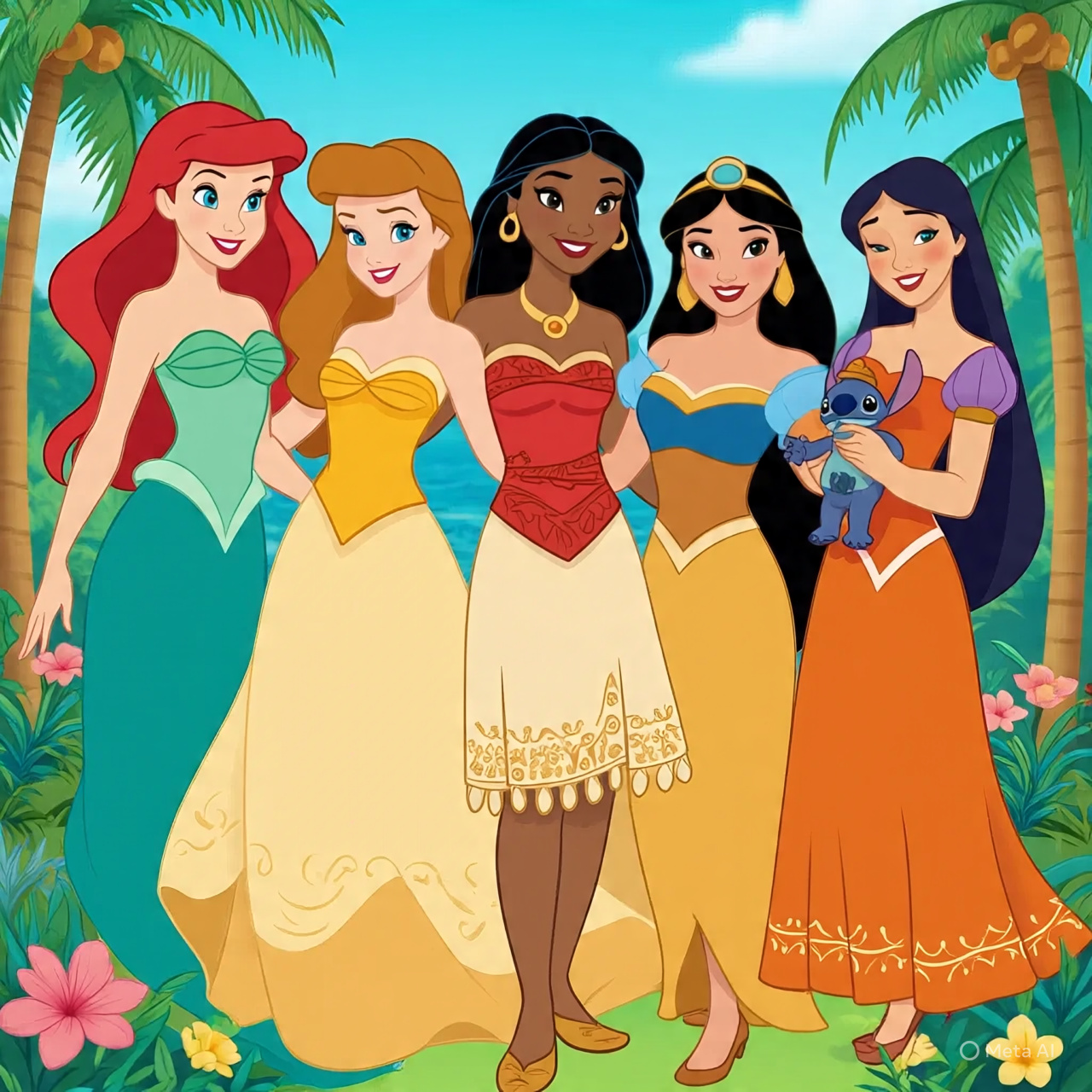 The Princesses and The Blue Alien Dog Koala Blank Meme Template
