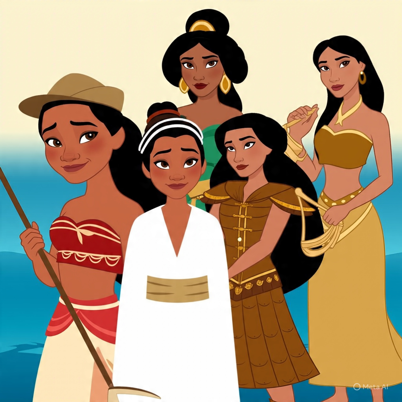 Olive/Tan Skin Disney Princesses Blank Meme Template