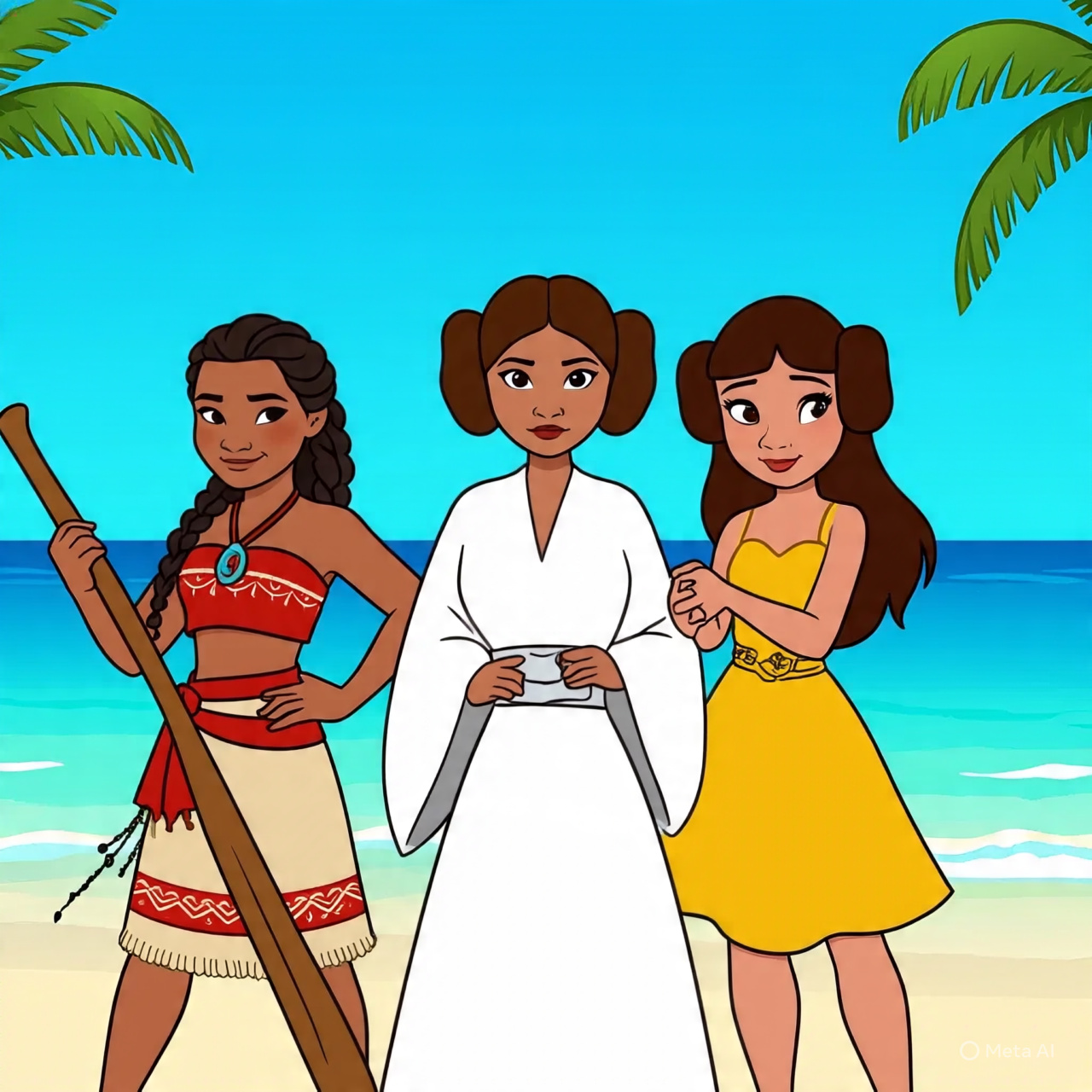 The Three Warrior Sci Princesses Blank Meme Template