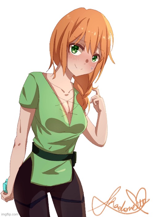 Anime style alex | image tagged in minecraft,alex,art | made w/ Imgflip meme maker