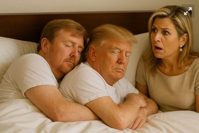 Willem Alexander sleeping with Trump and Maxima Blank Meme Template