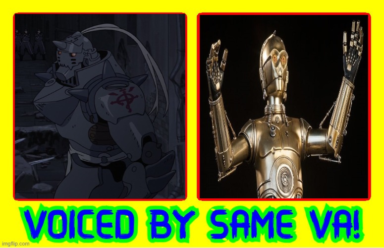same voice actor 48 | image tagged in jodi benson,same voice actor,fullmetal alchemist,star wars,robots,steampunk | made w/ Imgflip meme maker