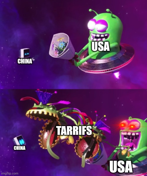 Tarrif wars be like | USA; CHINA; TARRIFS; CHINA; USA | image tagged in china,usa | made w/ Imgflip meme maker