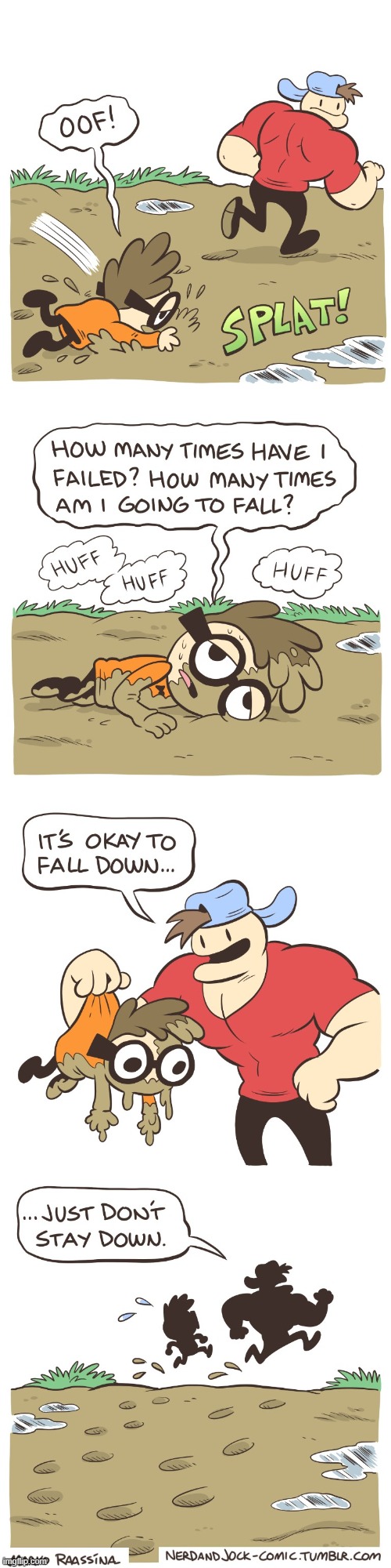 image tagged in nerd,jock,running,mud,fall,splat | made w/ Imgflip meme maker