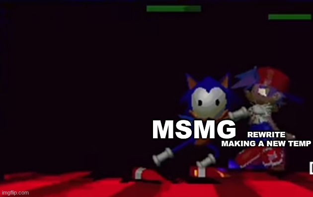 its stupid honestly | REWRITE MAKING A NEW TEMP; MSMG | image tagged in rewrite putting bf in chokehold | made w/ Imgflip meme maker