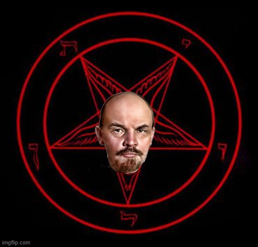 Lenin Pentagram | image tagged in pentagram,lenin,communism,ussr,devil | made w/ Imgflip meme maker