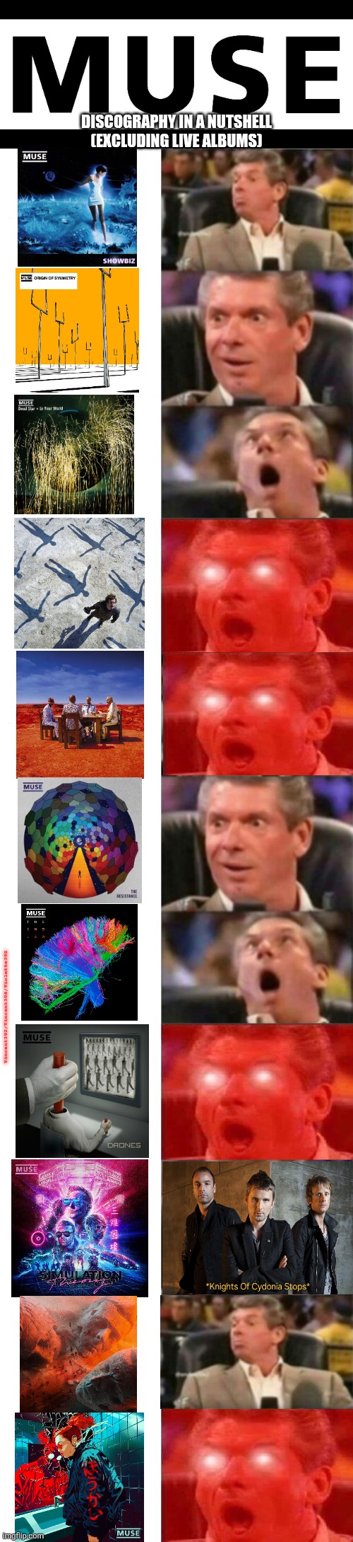 Well, I ain't wrong. | DISCOGRAPHY IN A NUTSHELL
(EXCLUDING LIVE ALBUMS); Vincent392/Vincent394/Violette392 | image tagged in mr mcmahon reaction | made w/ Imgflip meme maker