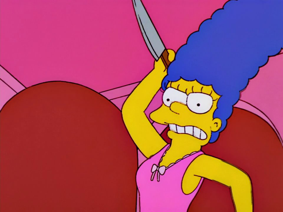 Marge Simpson Brandishing A Knife Blank Meme Template