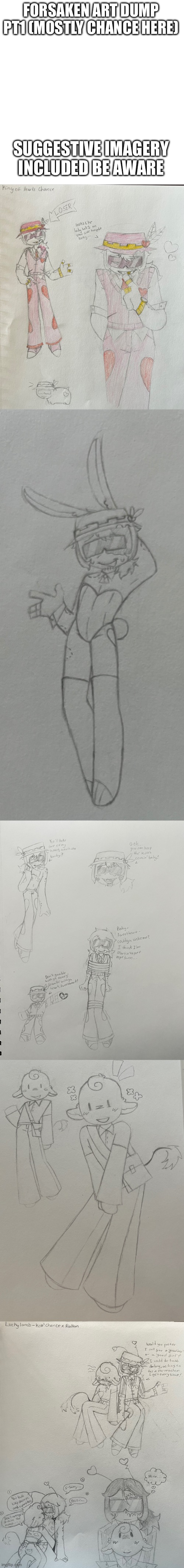 Forsaken art dump part 1 (Chance!) (mod: mark stuff like this nsfw what the hell) | FORSAKEN ART DUMP PT1 (MOSTLY CHANCE HERE); SUGGESTIVE IMAGERY INCLUDED BE AWARE | image tagged in memes,blank transparent square | made w/ Imgflip meme maker
