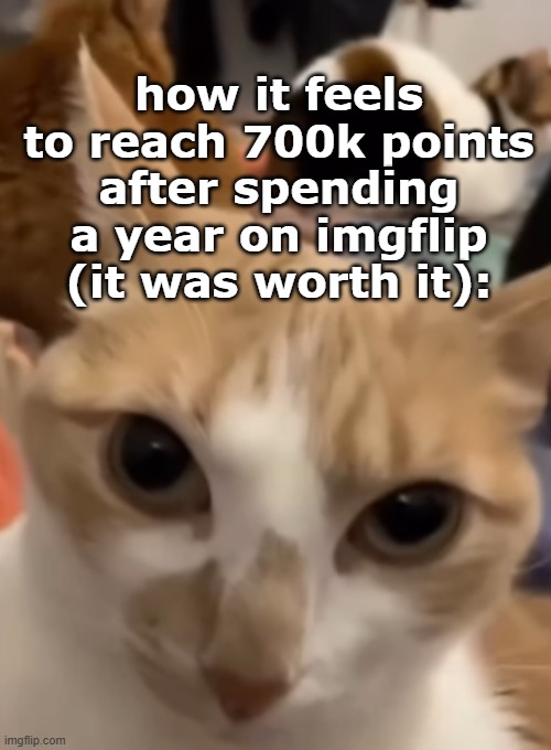 how it feels to reach 700k points after spending a year on imgflip (it was worth it): | image tagged in sans of topic | made w/ Imgflip meme maker