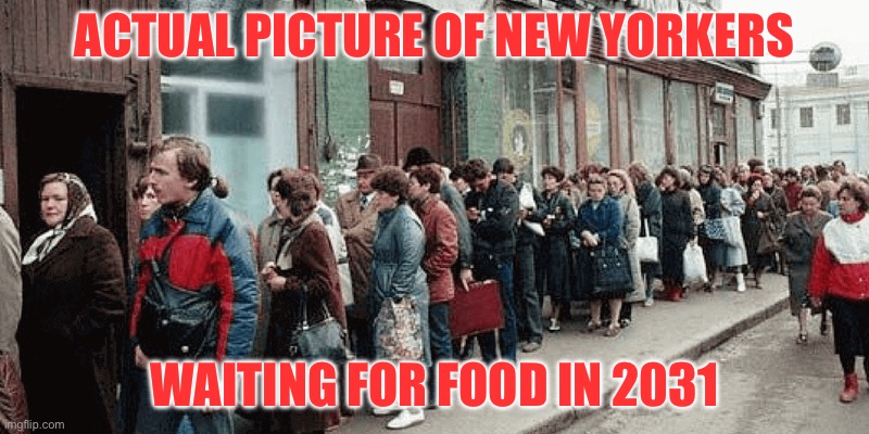 NYC | ACTUAL PICTURE OF NEW YORKERS; WAITING FOR FOOD IN 2031 | image tagged in nyc,new york city,government,politics,political meme | made w/ Imgflip meme maker