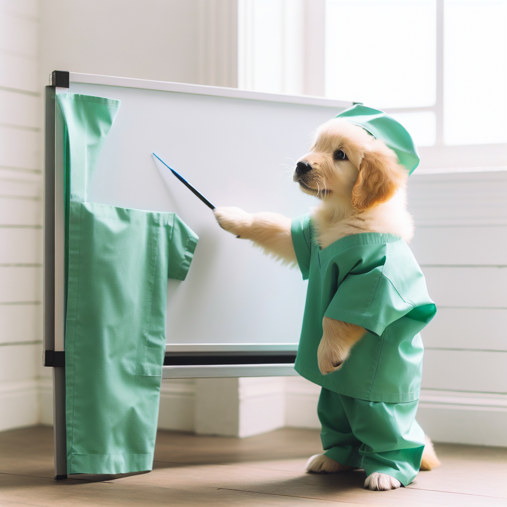 puppy in scrub thinking with nurse instructor Blank Meme Template