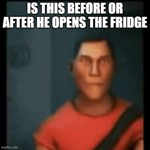 Thower Shought | IS THIS BEFORE OR AFTER HE OPENS THE FRIDGE | image tagged in disappointed scout | made w/ Imgflip meme maker