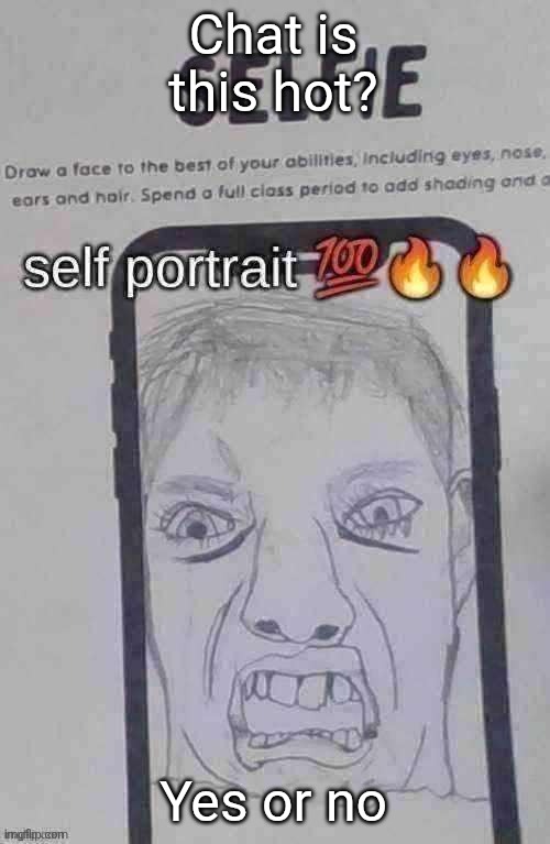 Self Portrait | Chat is this hot? Yes or no | image tagged in self portrait | made w/ Imgflip meme maker