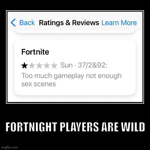 Fortnight in the big 25 though is crazy | FORTNIGHT PLAYERS ARE WILD | image tagged in funny,demotivationals | made w/ Imgflip demotivational maker