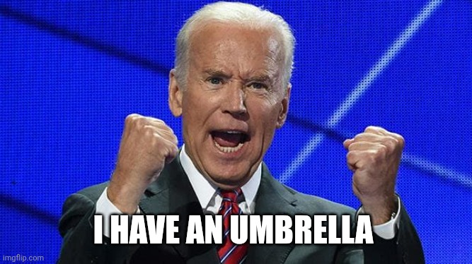 Joe Biden fists angry | I HAVE AN UMBRELLA | image tagged in joe biden fists angry | made w/ Imgflip meme maker