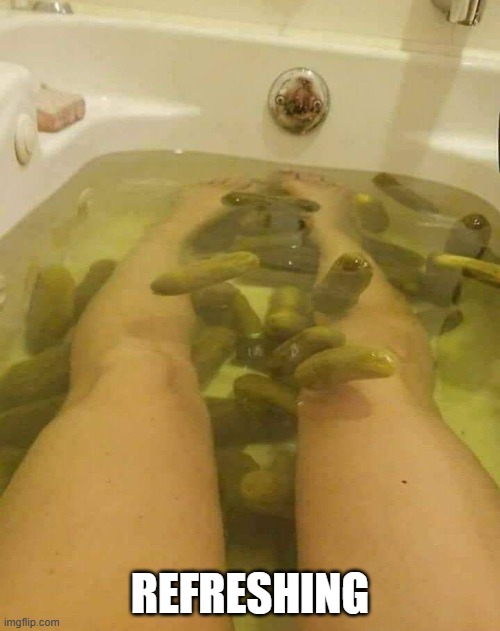 Pickles | REFRESHING | image tagged in cursed image | made w/ Imgflip meme maker