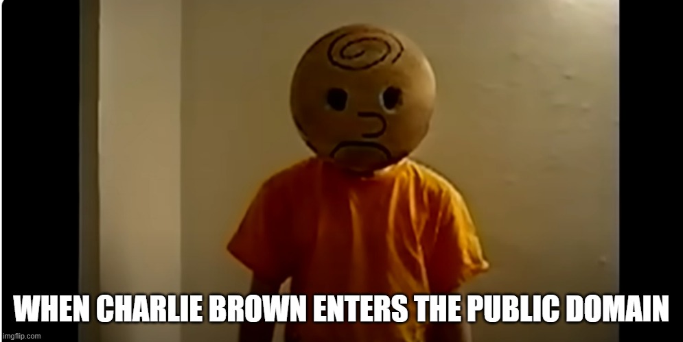 Charlieboy22 | WHEN CHARLIE BROWN ENTERS THE PUBLIC DOMAIN | image tagged in charlie brown,peanuts,creepy | made w/ Imgflip meme maker