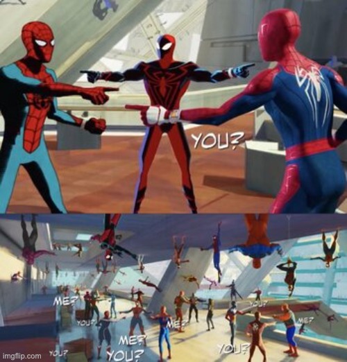 Spider man pointing #2 | image tagged in spider man pointing 2 | made w/ Imgflip meme maker