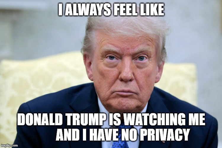 I ALWAYS FEEL LIKE; DONALD TRUMP IS WATCHING ME          AND I HAVE NO PRIVACY | made w/ Imgflip meme maker