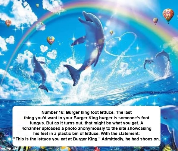How it feels to X | Number 15: Burger king foot lettuce. The last thing you'd want in your Burger King burger is someone's foot fungus. But as it turns out, that might be what you get. A 4channer uploaded a photo anonymously to the site showcasing his feet in a plastic bin of lettuce. With the statement: "This is the lettuce you eat at Burger King." Admittedly, he had shoes on. | image tagged in how it feels to x | made w/ Imgflip meme maker